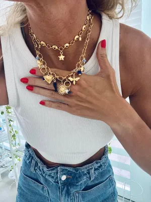 Gold chain necklaces with charms