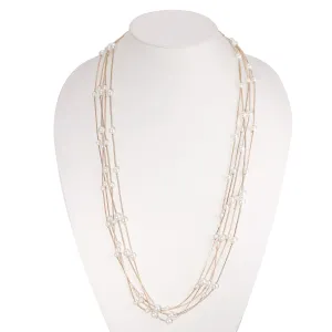 GOLD CREAM PEARL LAYERED NECKLACE #SWKK-6669 GLD