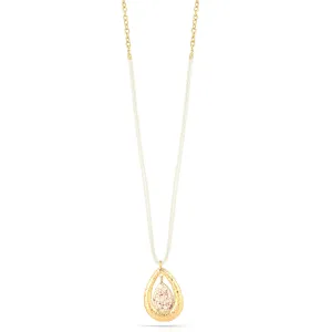 GOLD CREAM TEARDROP PENDANT NECKLACES #SC43241GLD (AH2)