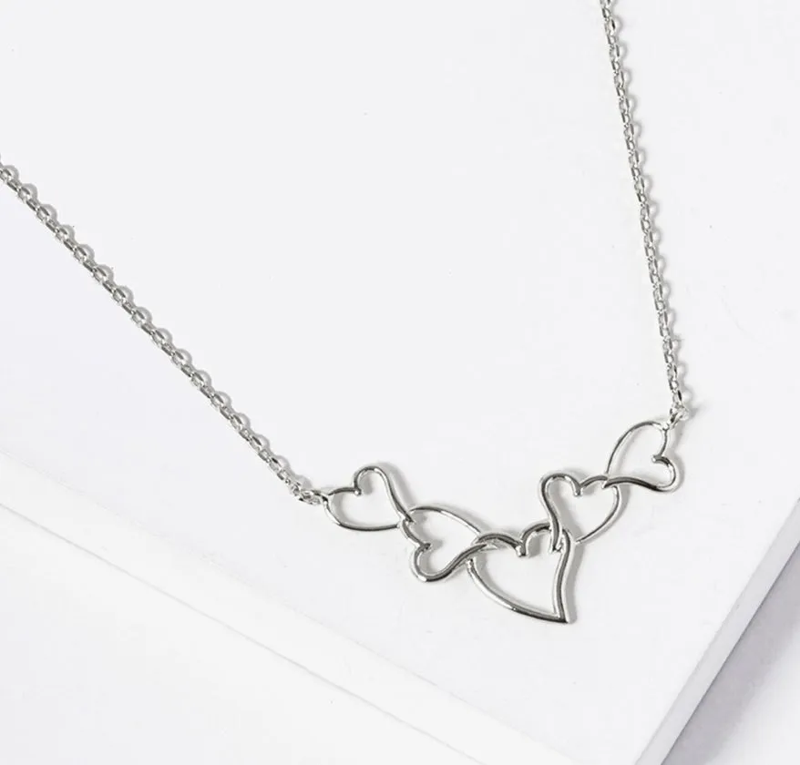 Gold Dipped Linked Hearts Necklaces-RH