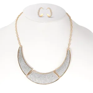 GOLD GLITTERING EARRINGS AND NECKLACE #SQ321CO6447 (IC11/ID11)