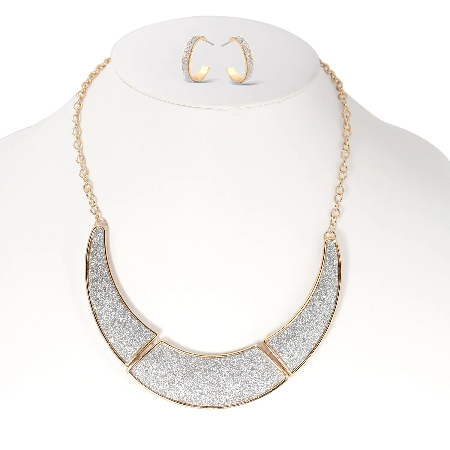GOLD GLITTERING EARRINGS AND NECKLACE #SQ321CO6447 (IC11/ID11)