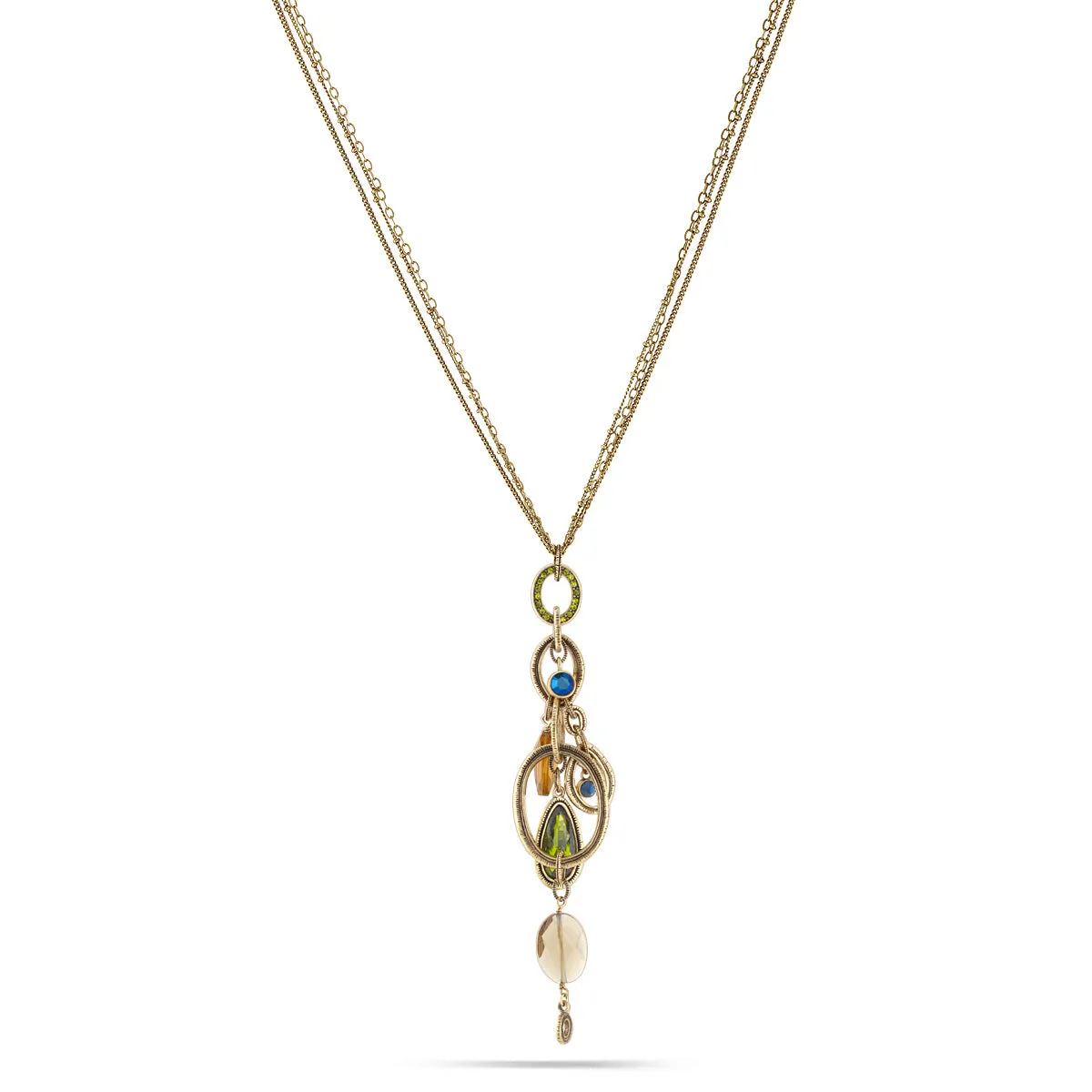 GOLD GREEN BLUE CITRINE CRYSTAL  NECKLACES #226GN1501 (1B13/10C2)
