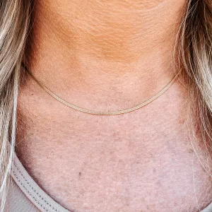 Gold Herringbone Chain Necklace