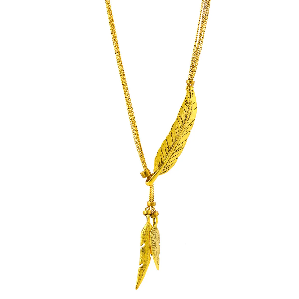 GOLD LEAF DROP NECKLACES #SWR-CP3315 A.GLD (TD8)