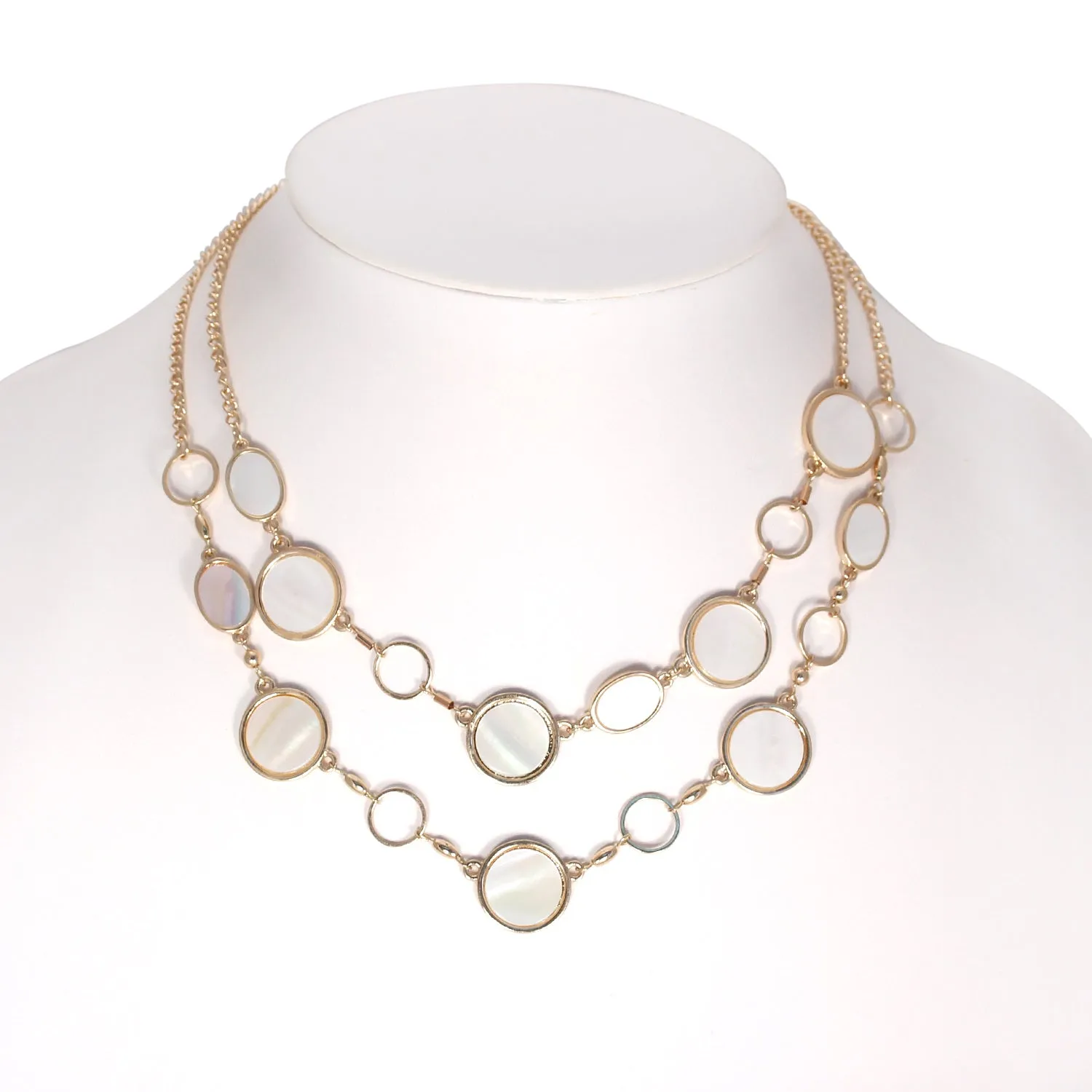 GOLD MOTHER OF PEARL EARRINGS AND  NECKLACE #SQ4575(OE-OD27/RF13-RD14)