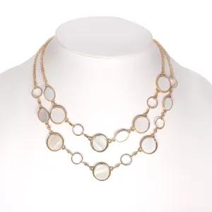 GOLD MOTHER OF PEARL EARRINGS AND  NECKLACE #SQ4575(OE-OD27/RF13-RD14)