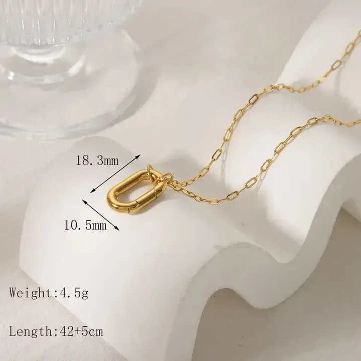 Gold Plated Paperclip Necklaces with Ring for Charms