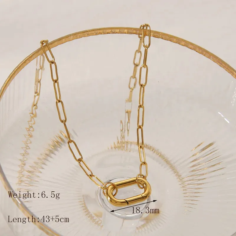 Gold Plated Paperclip Necklaces with Ring for Charms