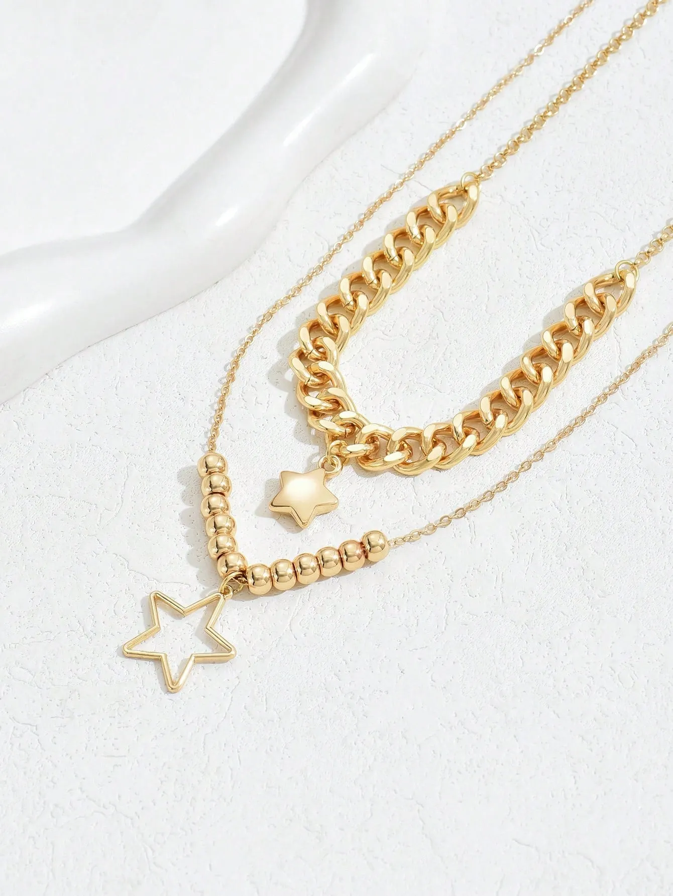 Gold Star Design Multi Layer Necklace