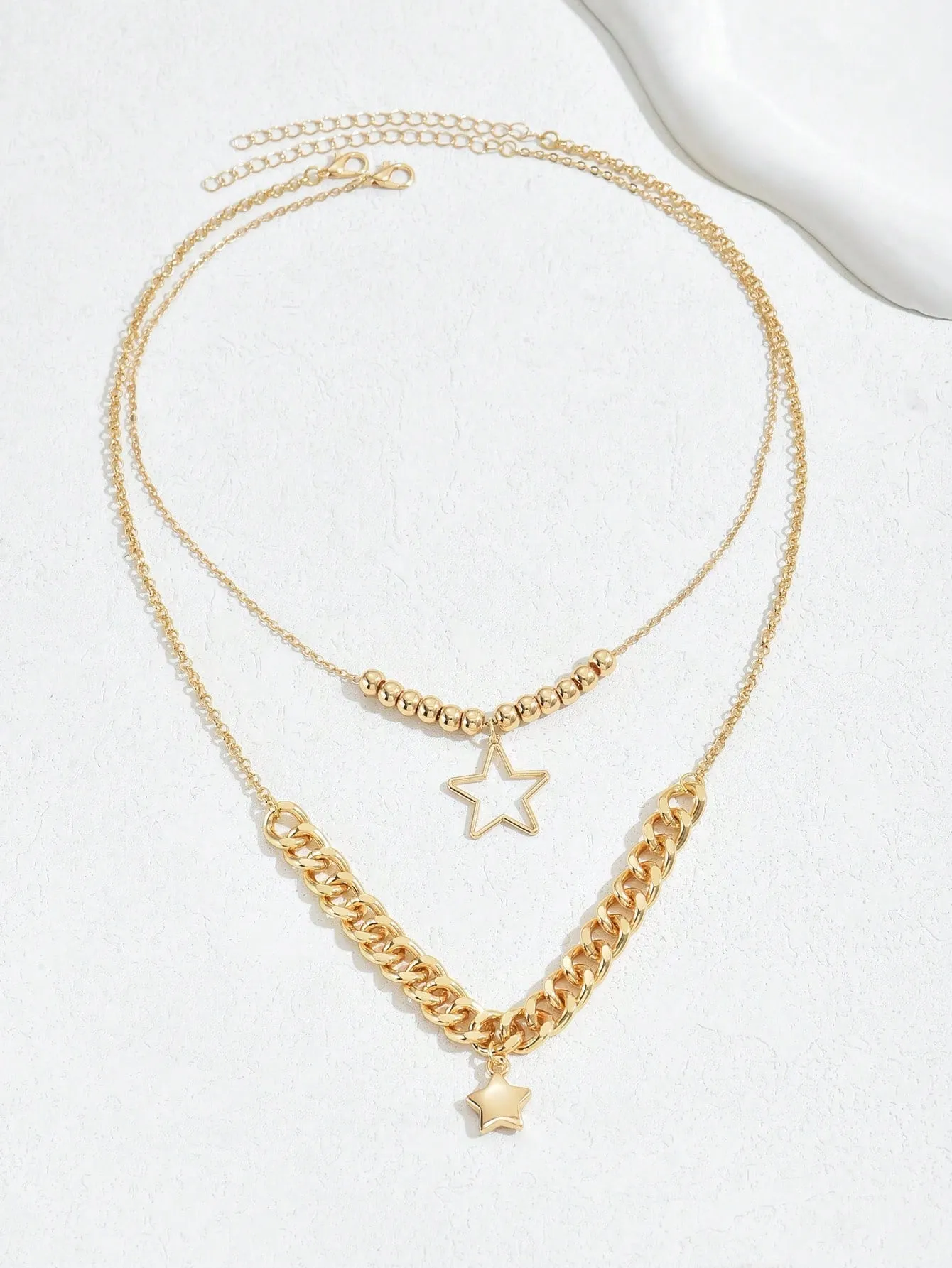 Gold Star Design Multi Layer Necklace