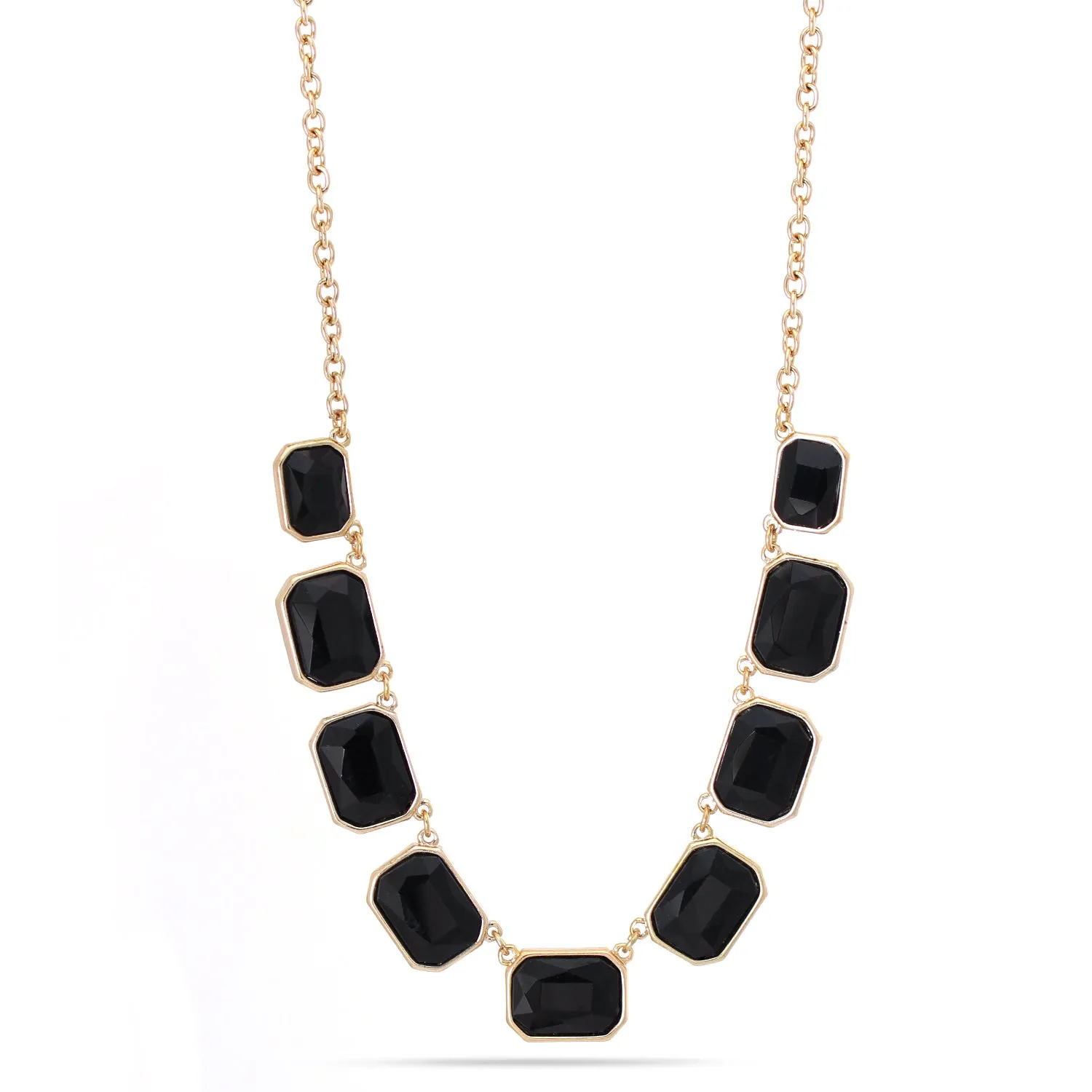 GOLD TONE METAL BLACK STONE  NECKLACES #FW1202697 (NG3)