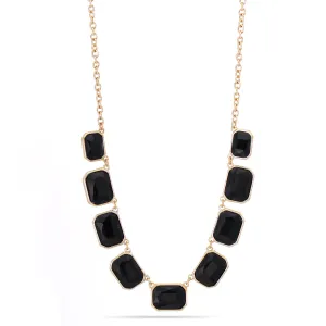 GOLD TONE METAL BLACK STONE  NECKLACES #FW1202697 (NG3)