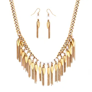 GOLD-WHITE CAROLINE CHAIN NECKLACE AND EARRING SET  #SNE39595/1 GW (SHOWROOM)
