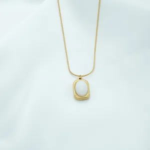 Golden Fairytale Pendant With White Stone Necklace