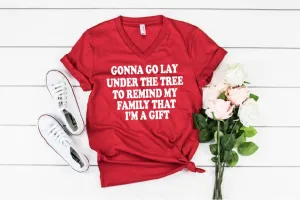 Gonna Go Lay Under The Tree Christmas Shirt | Unisex V Neck