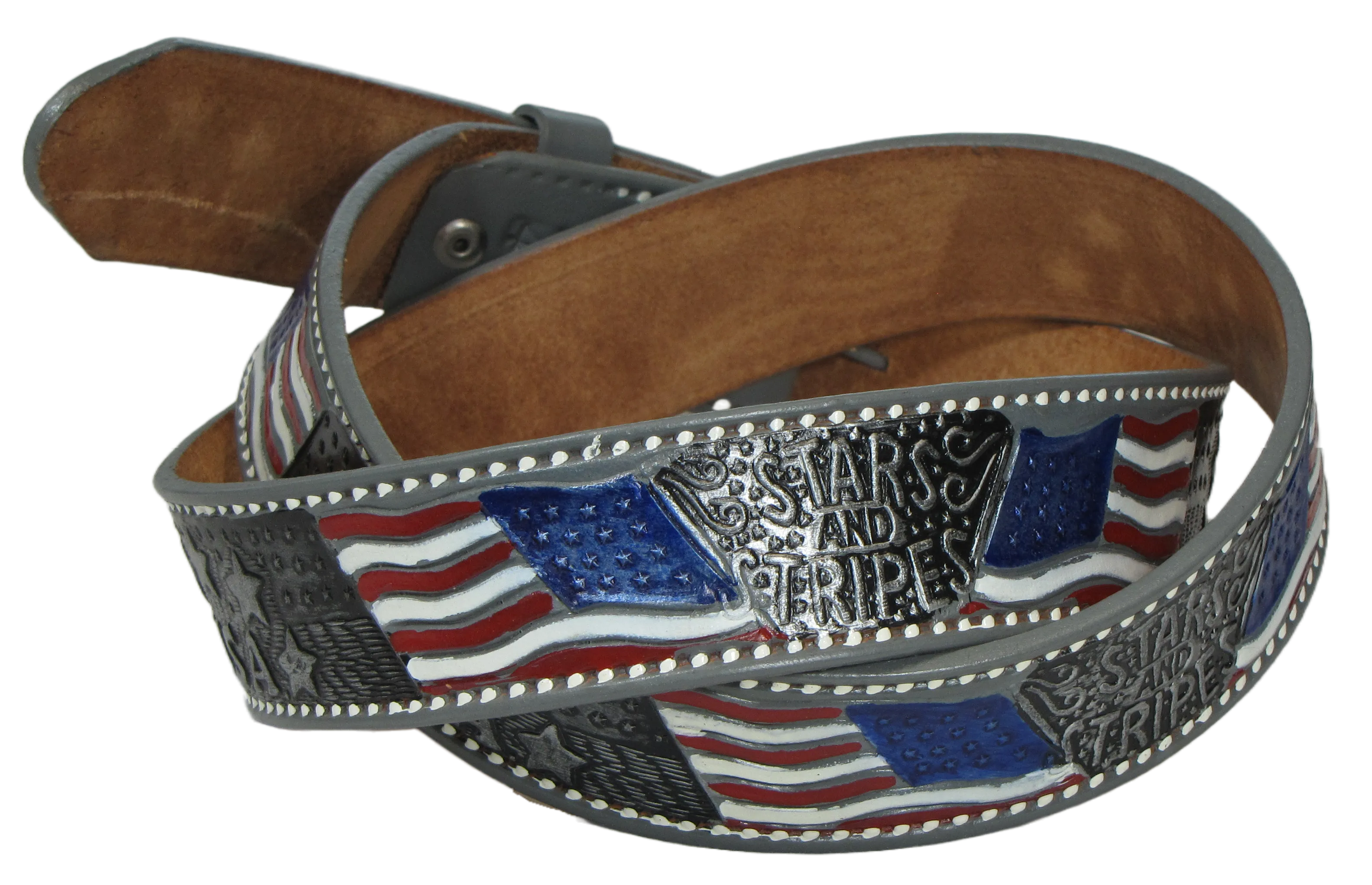 GPB162  1 1/2" US Flag Grey Belt