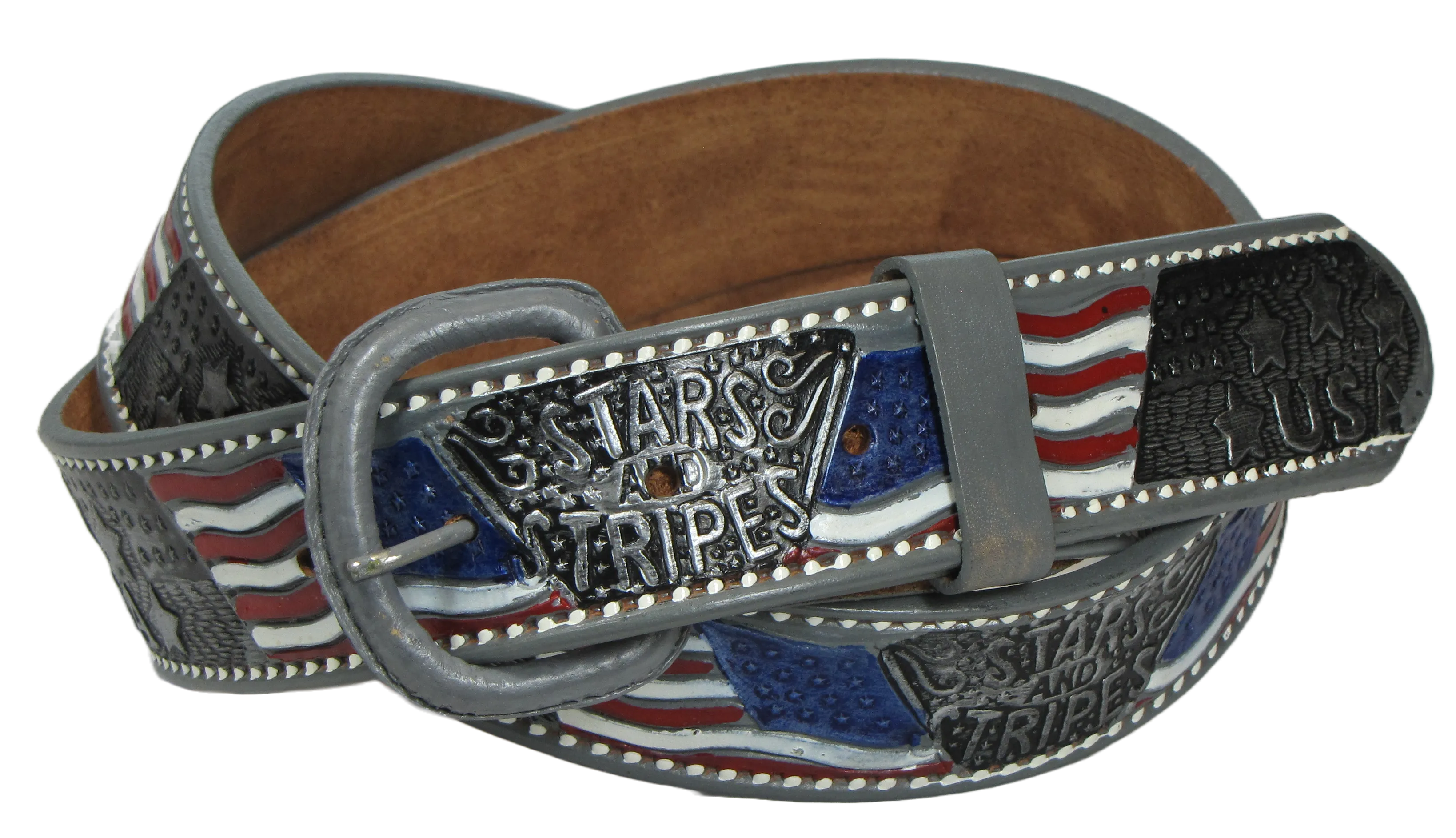 GPB162  1 1/2" US Flag Grey Belt