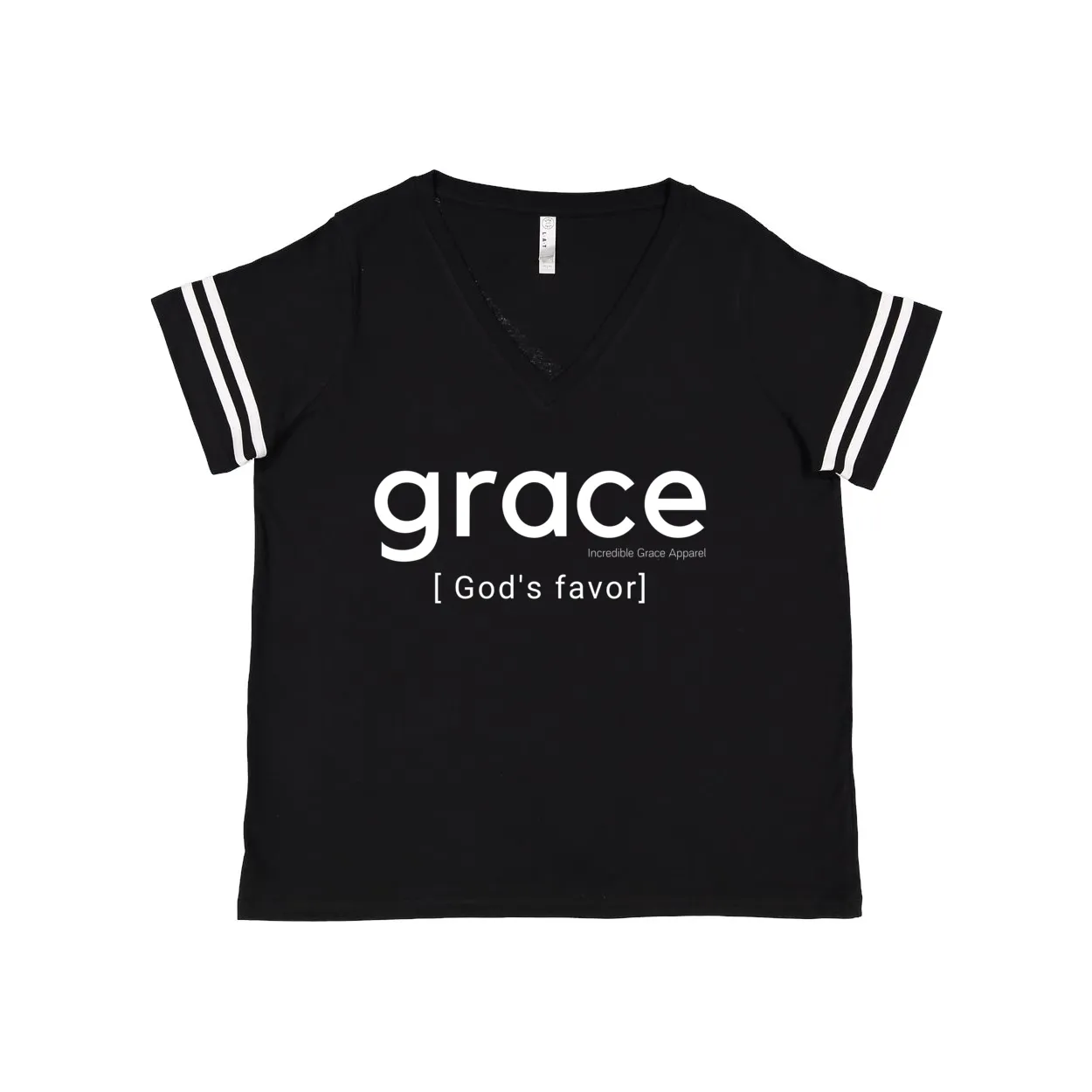 Grace is God's Favor Women's Plus Size V-Neck (Black)