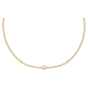 Graduated Solitaire Bezel Thin Tennis Choker