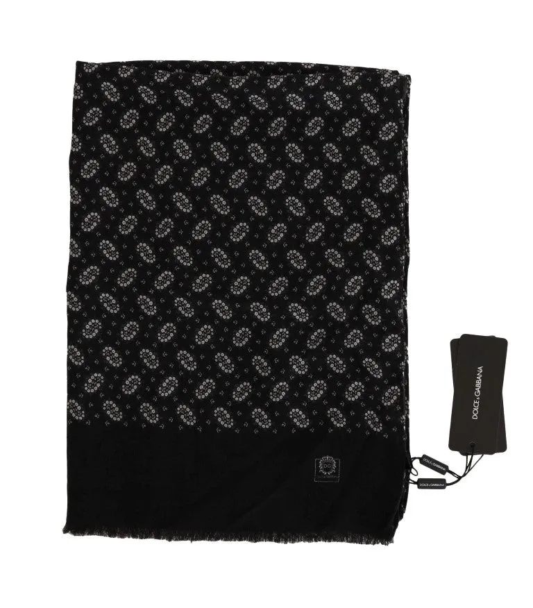 Gray Cashmere Floral Scarf