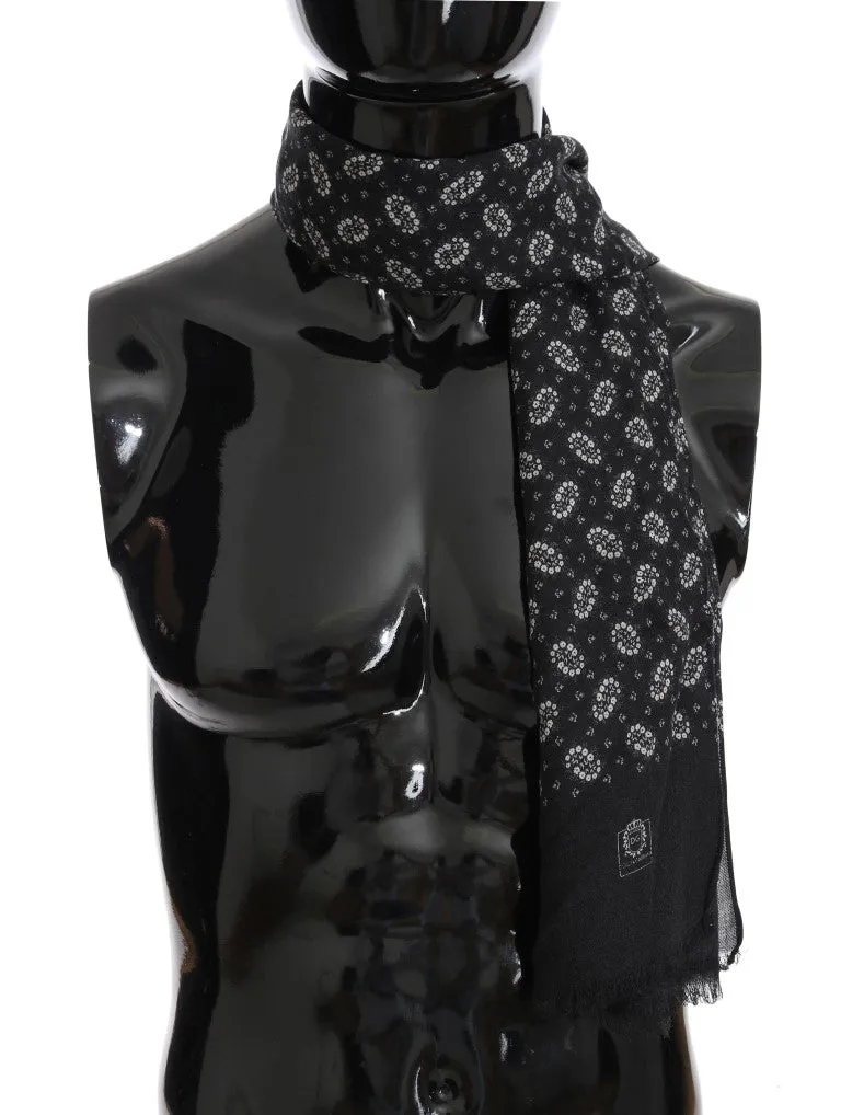 Gray Cashmere Floral Scarf