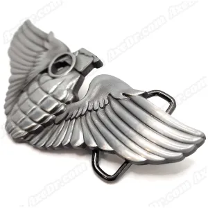 Grenade with Angel Wings Belt Buckle