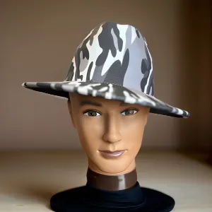 Grey Camouflage Wide Brim Felt Fedora Panama Hat