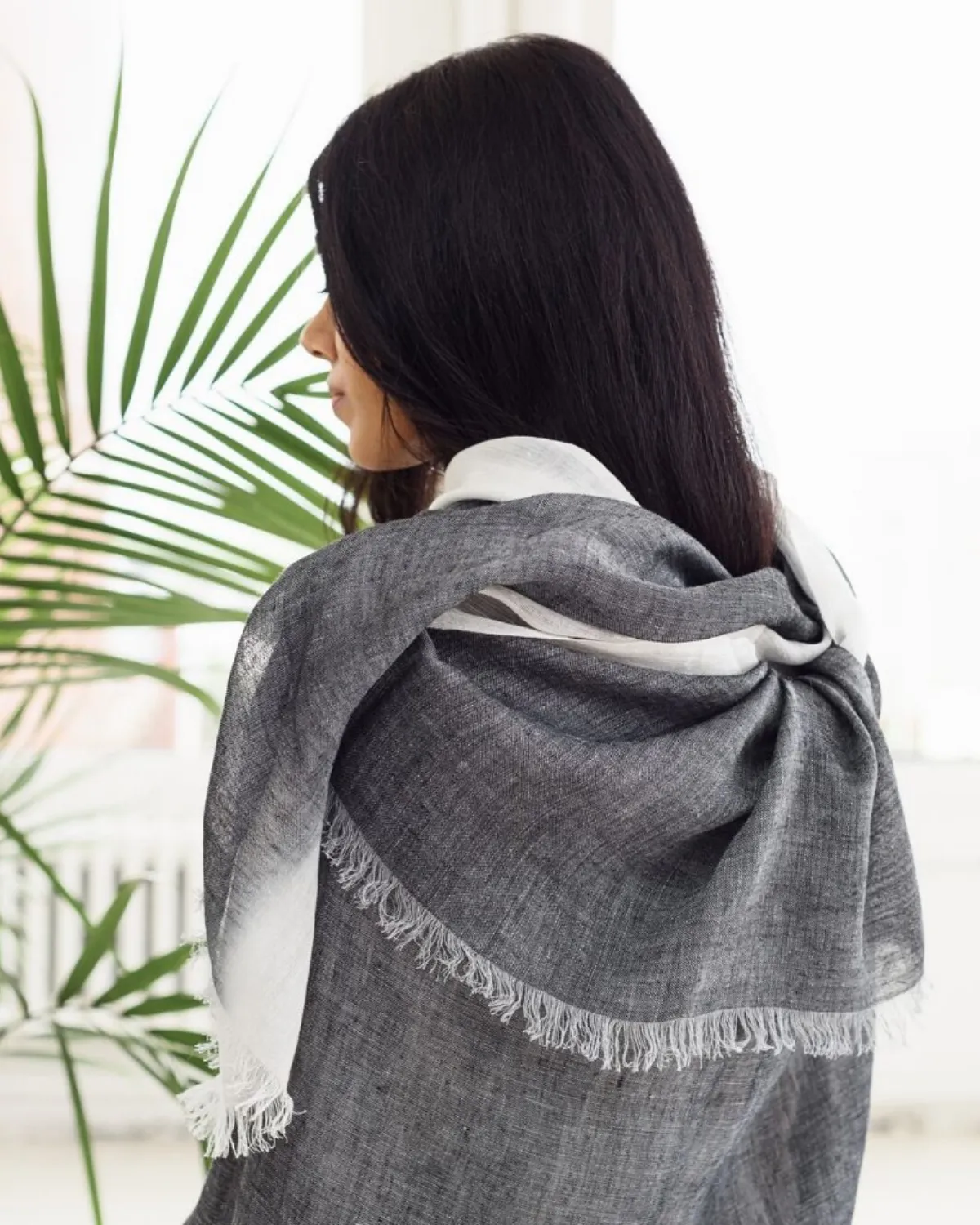 Grey Linen Scarf by Variously