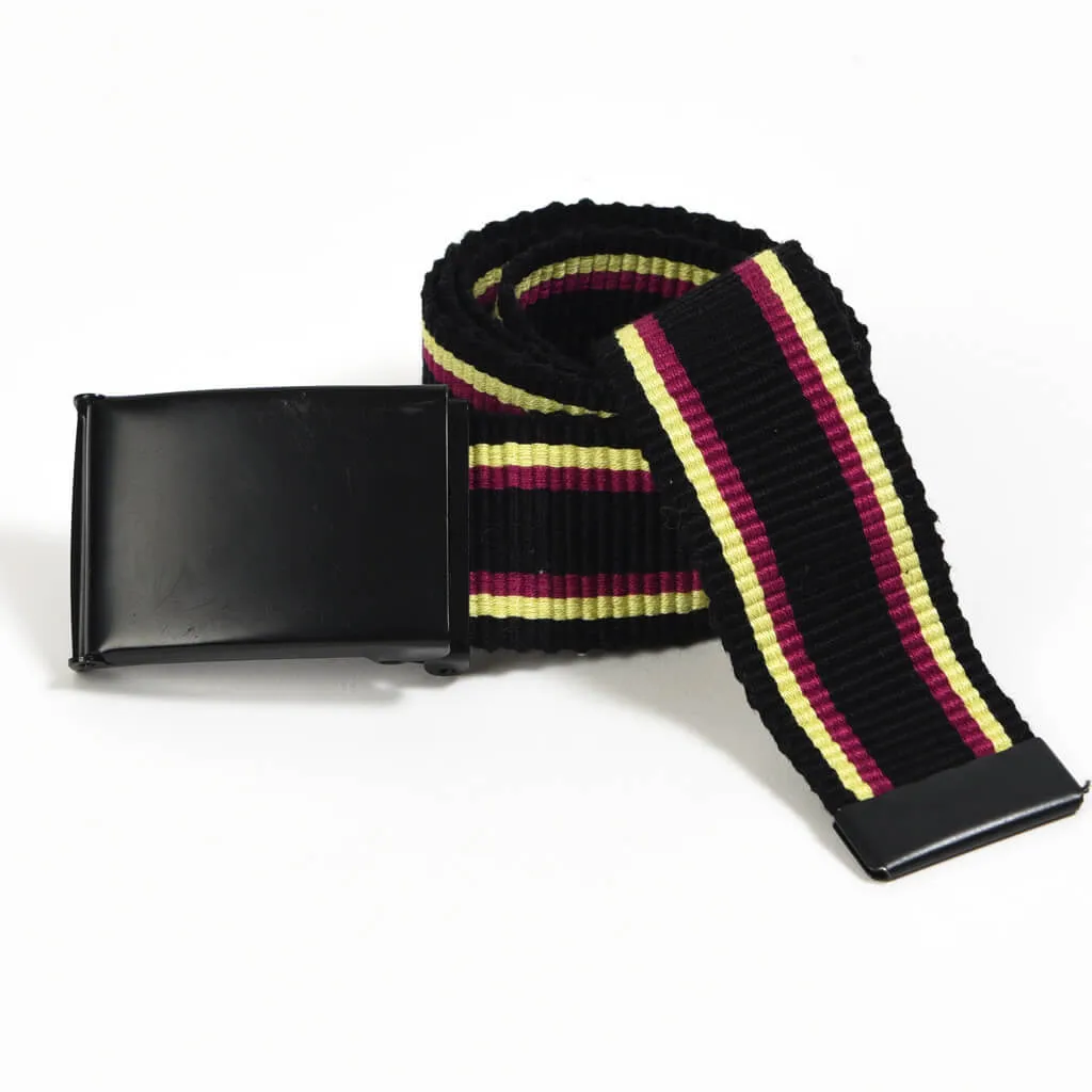 Guatemala Hand woven Men's Canvas Belts | Black Tricolor Stripes