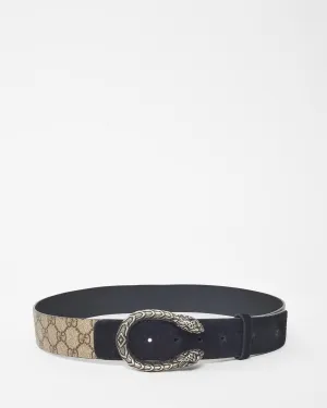 Gucci Black Suede & Monogram Canvas Dionysus Belt - 90/36
