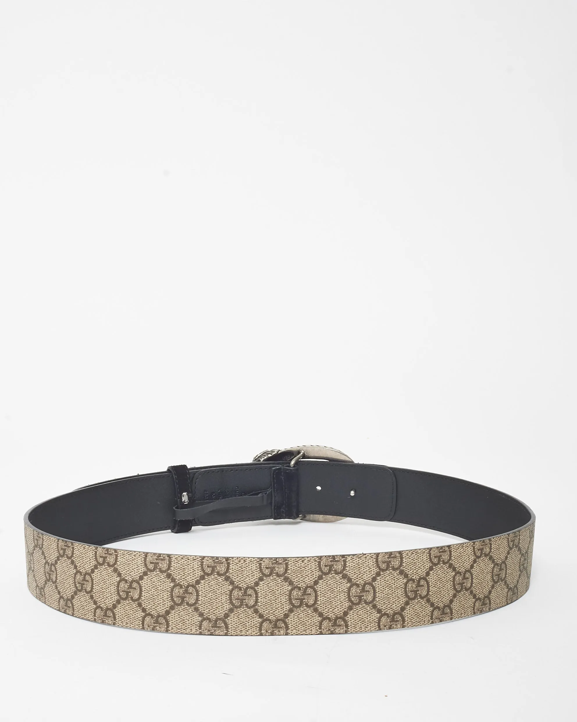 Gucci Black Suede & Monogram Canvas Dionysus Belt - 90/36