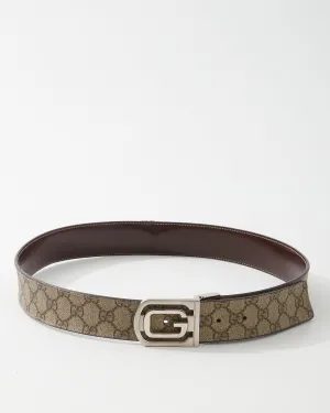Gucci Brown Vintage GG Coated Canvas Reversible Belt - 95