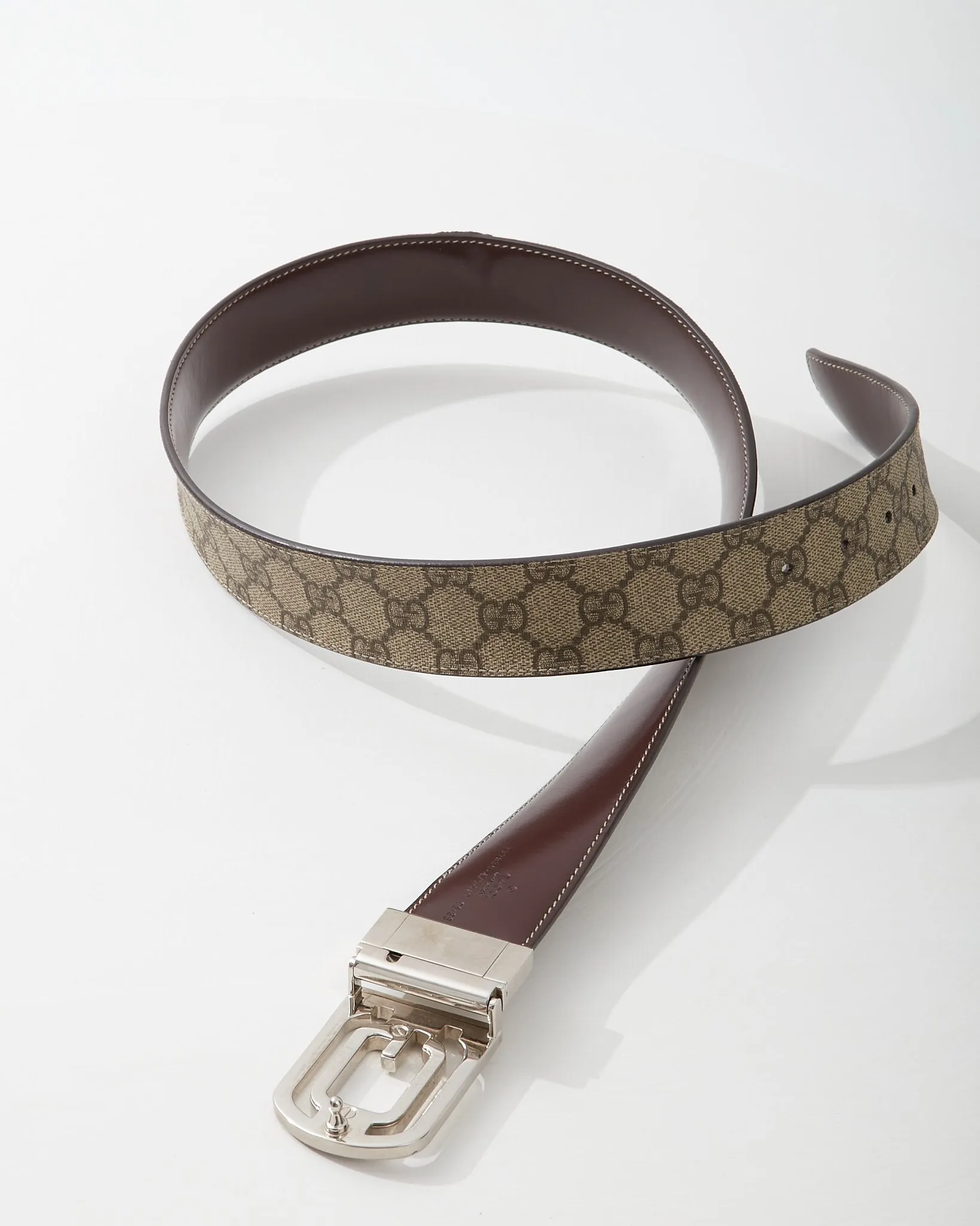 Gucci Brown Vintage GG Coated Canvas Reversible Belt - 95