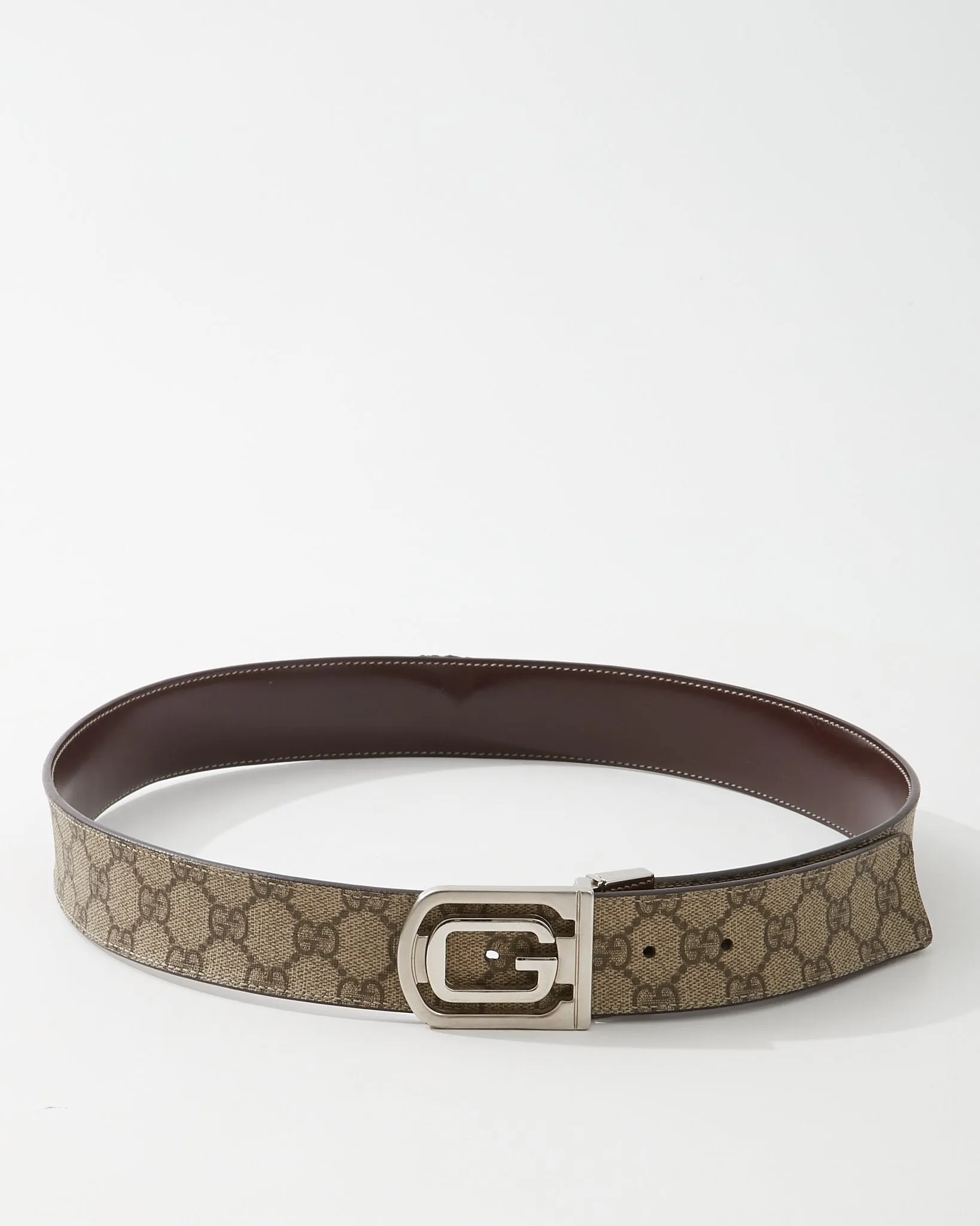 Gucci Brown Vintage GG Coated Canvas Reversible Belt - 95