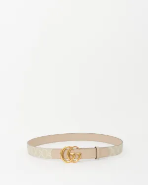 Gucci Cream & Beige GG Supreme Coated Canvas Thin Marmont Belt-100/40