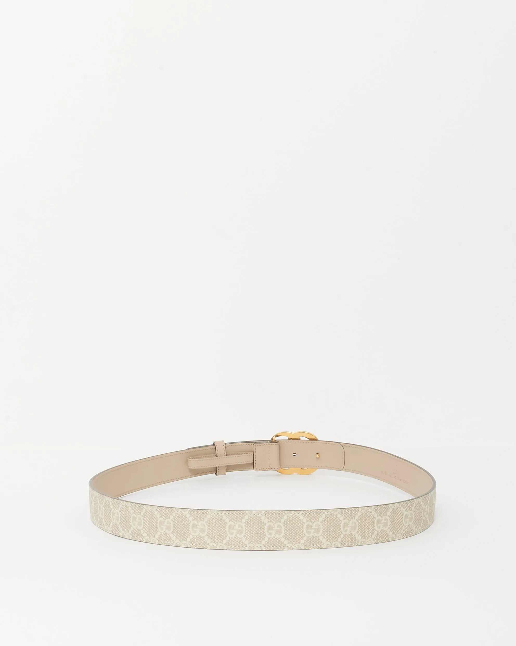 Gucci Cream & Beige GG Supreme Coated Canvas Thin Marmont Belt-100/40
