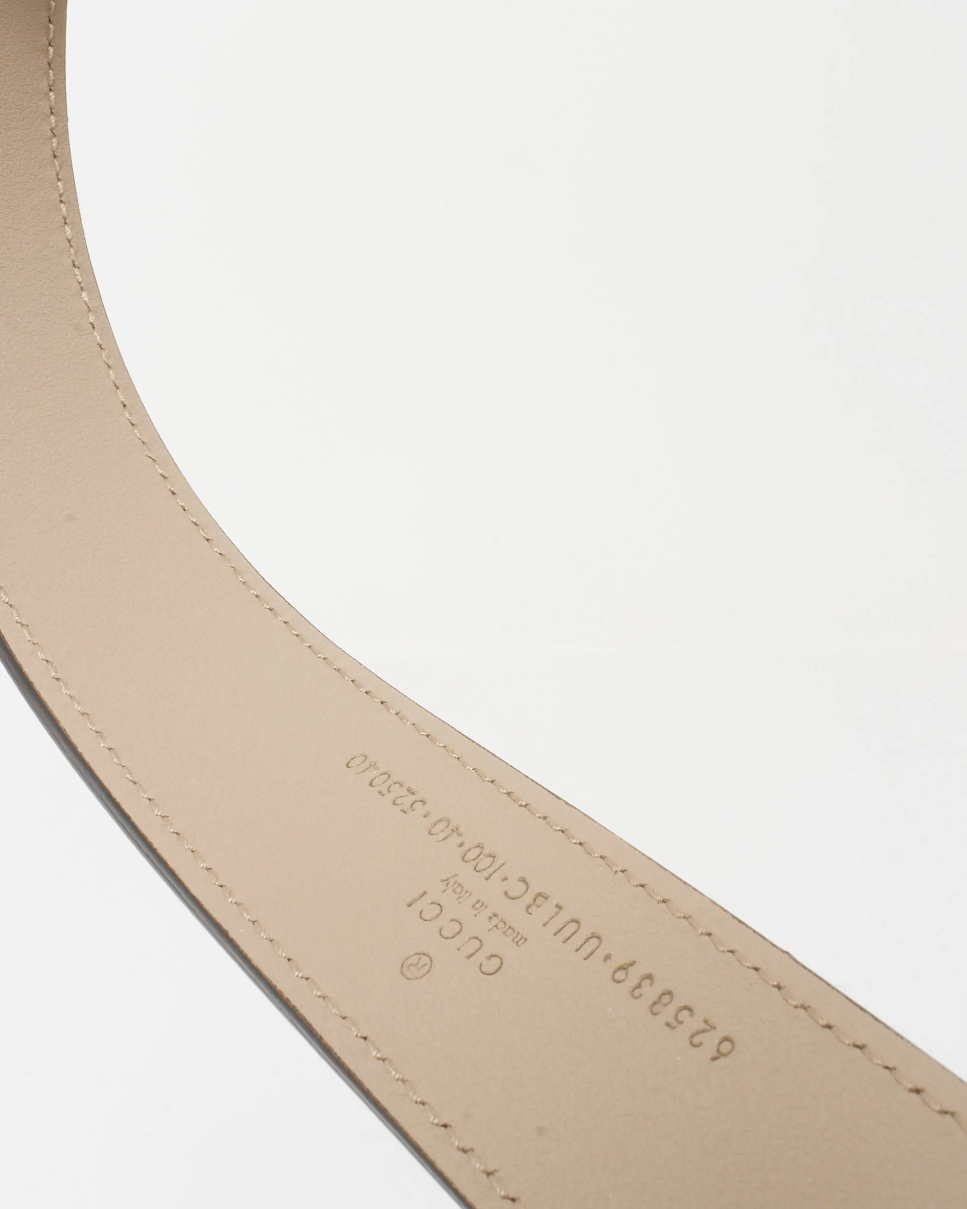 Gucci Cream & Beige GG Supreme Coated Canvas Thin Marmont Belt-100/40