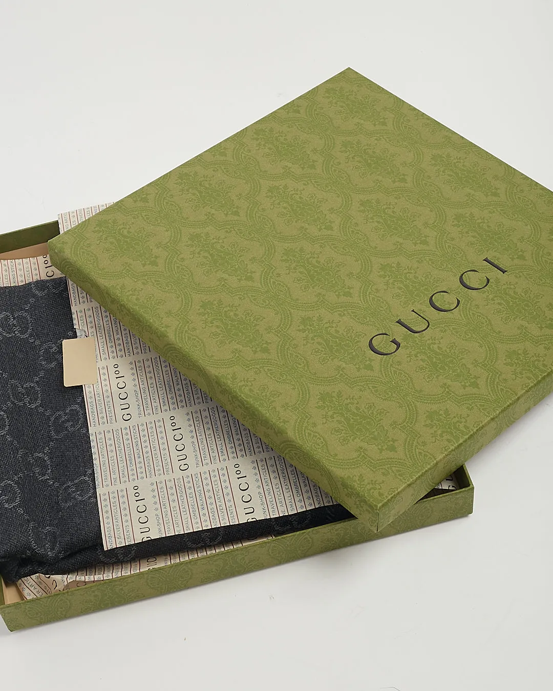 Gucci Grey GG Logo Wool Scarf