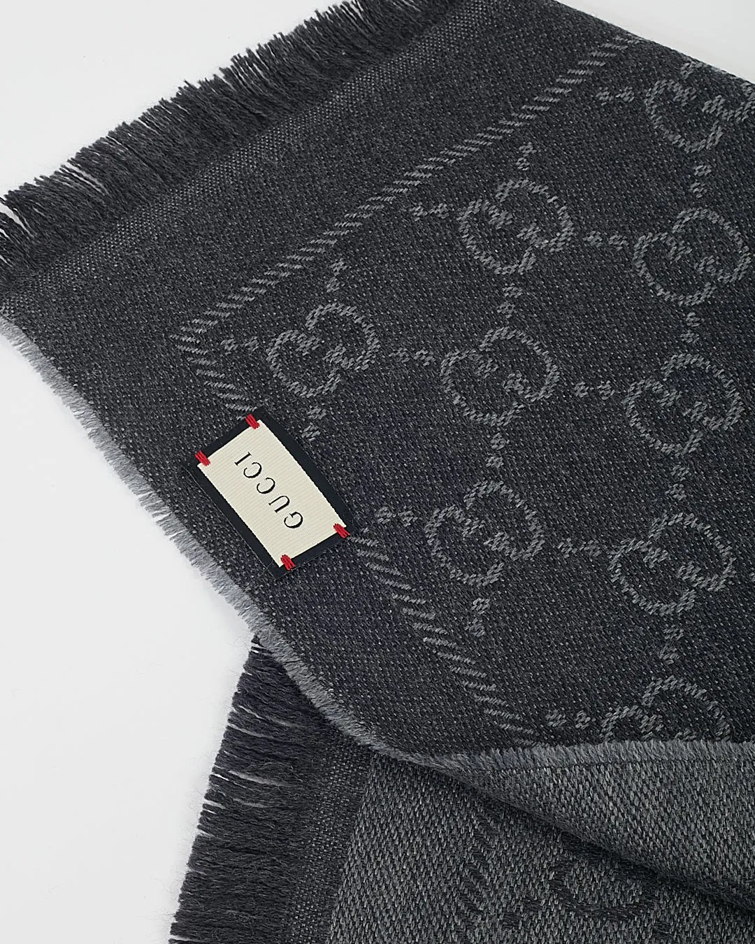 Gucci Grey GG Logo Wool Scarf