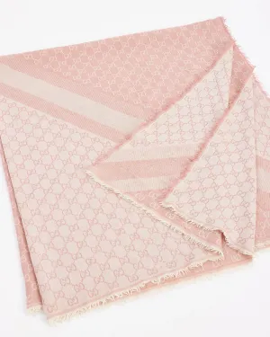 Gucci Pink Wool Monogram Jacquard Shawl