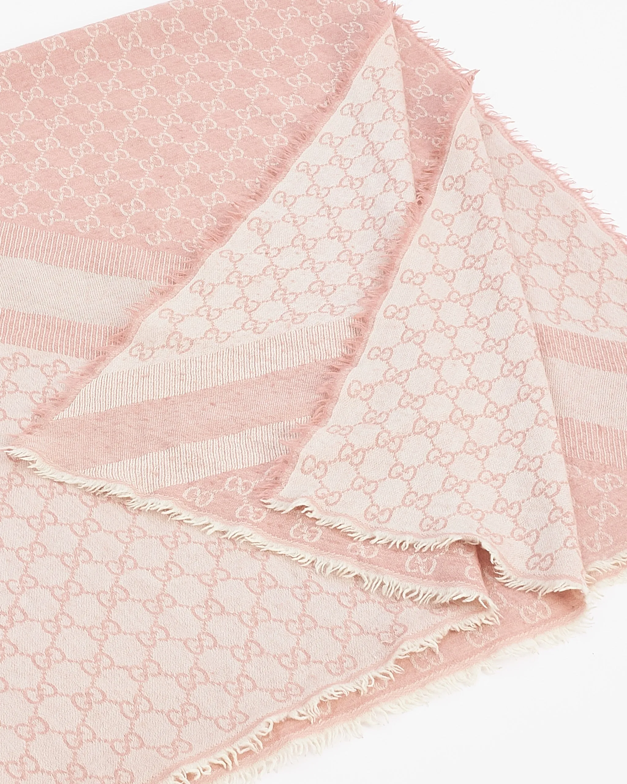 Gucci Pink Wool Monogram Jacquard Shawl