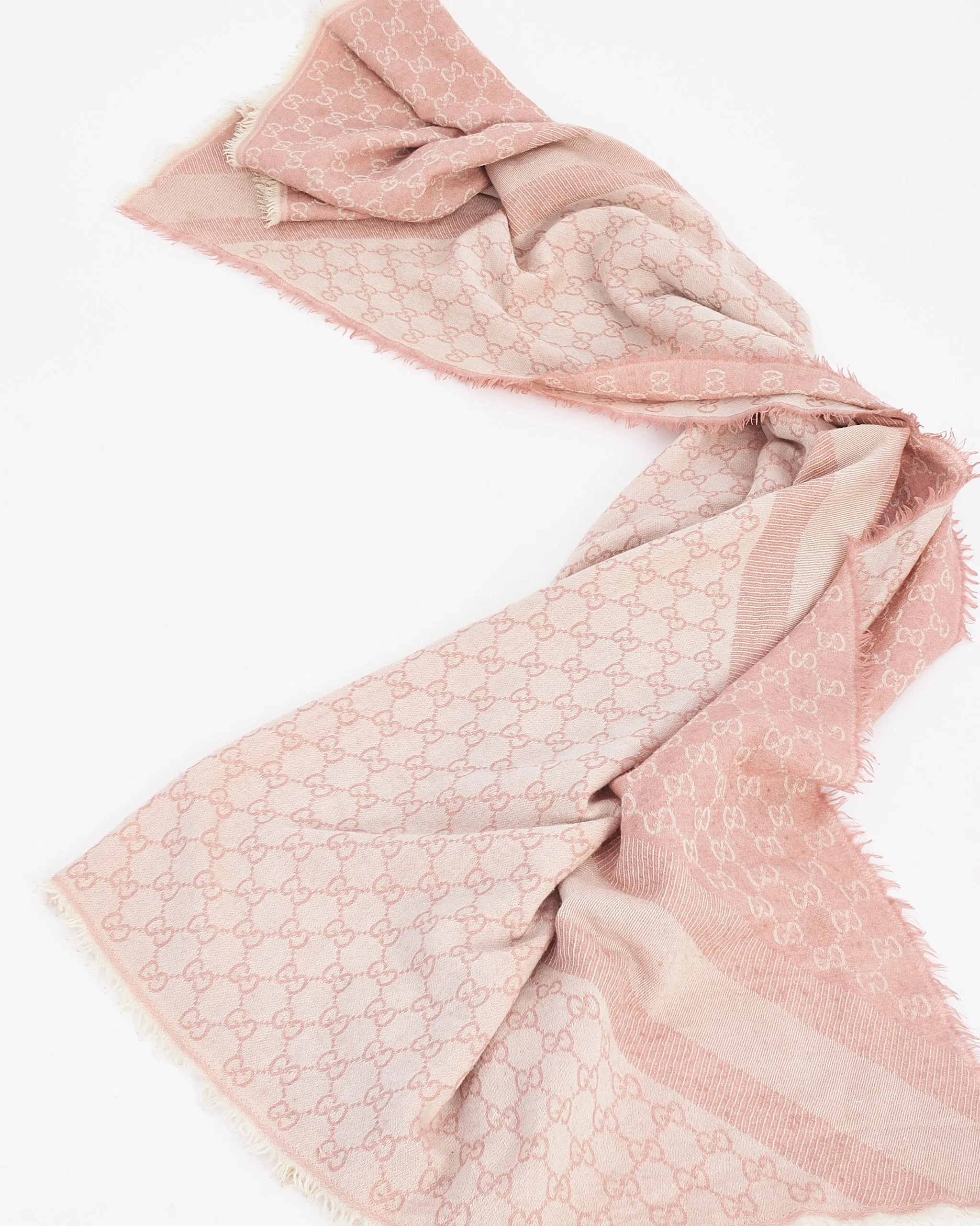 Gucci Pink Wool Monogram Jacquard Shawl