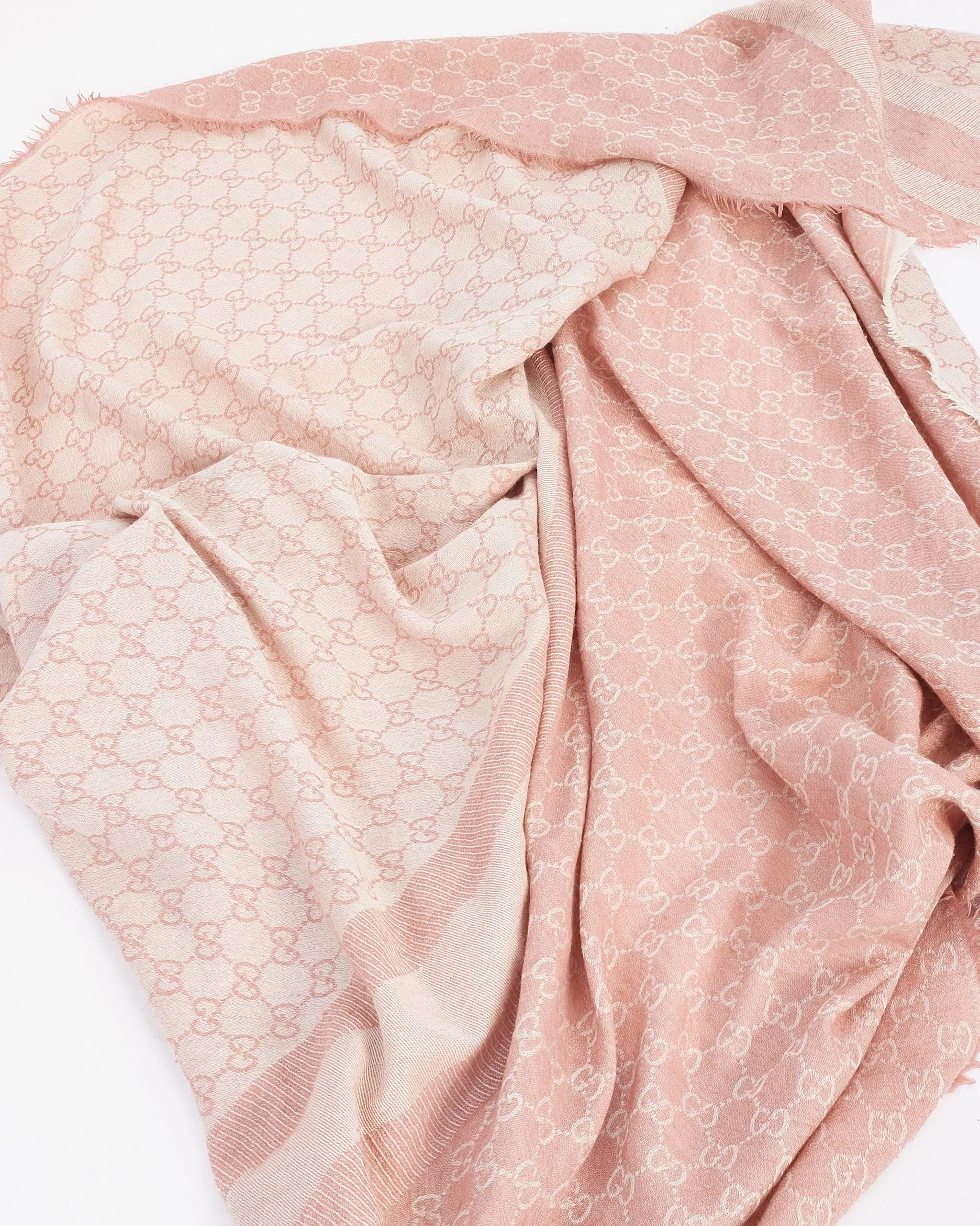 Gucci Pink Wool Monogram Jacquard Shawl