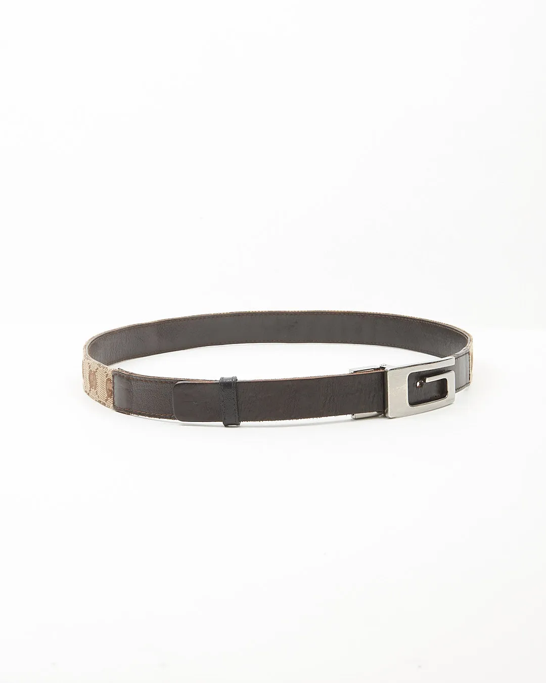 Gucci Vintage Brown GG Supreme Canvas Belt - 80