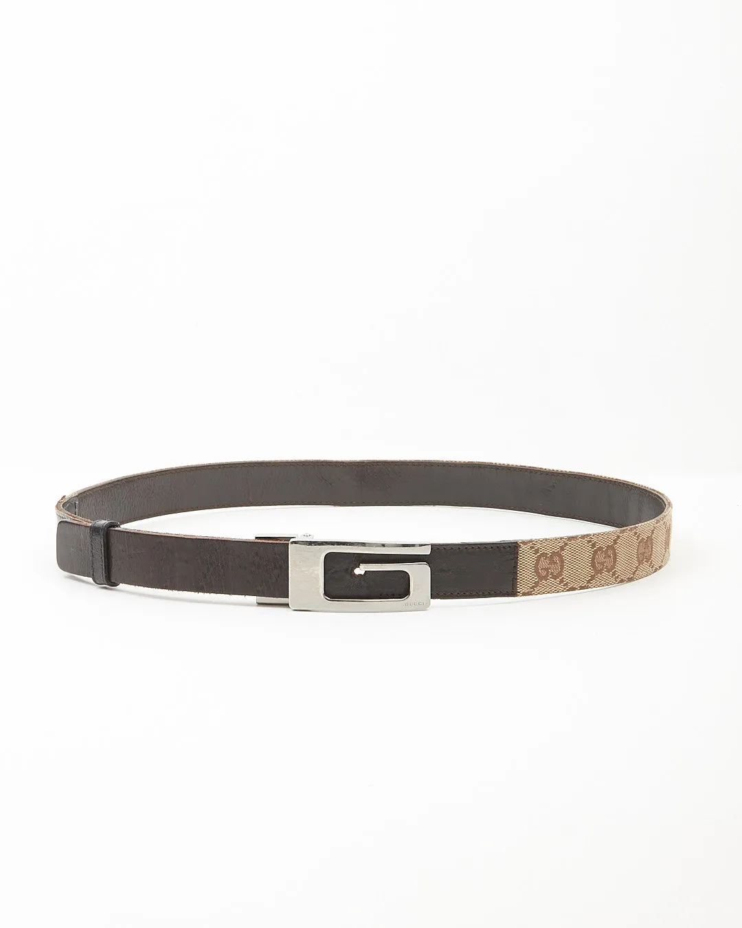 Gucci Vintage Brown GG Supreme Canvas Belt - 80