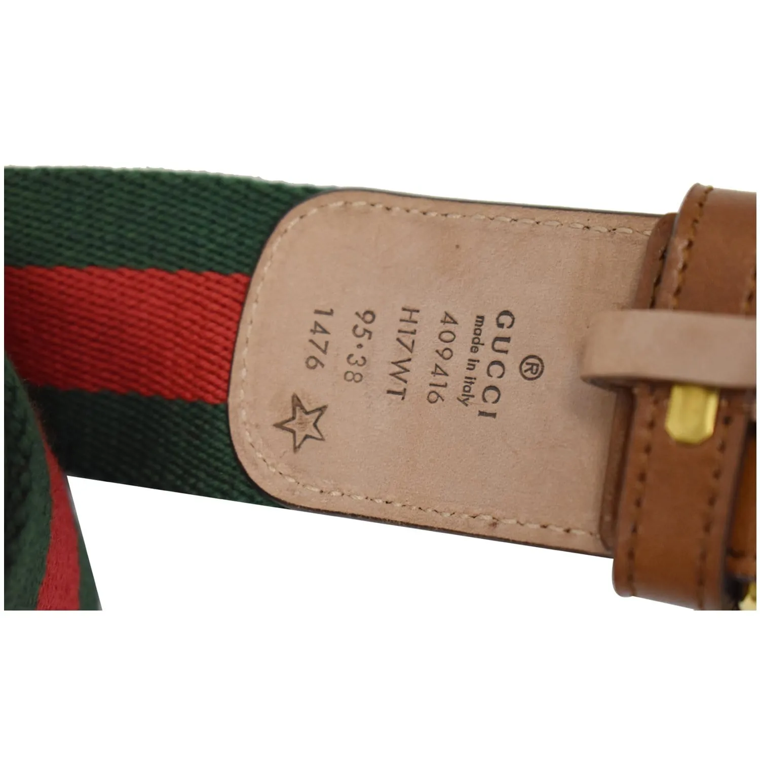 GUCCI Web Double G Buckle Leather Belt Multicolor Size 95/38