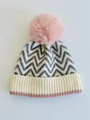 H47 CHEVRON POM BEANIE