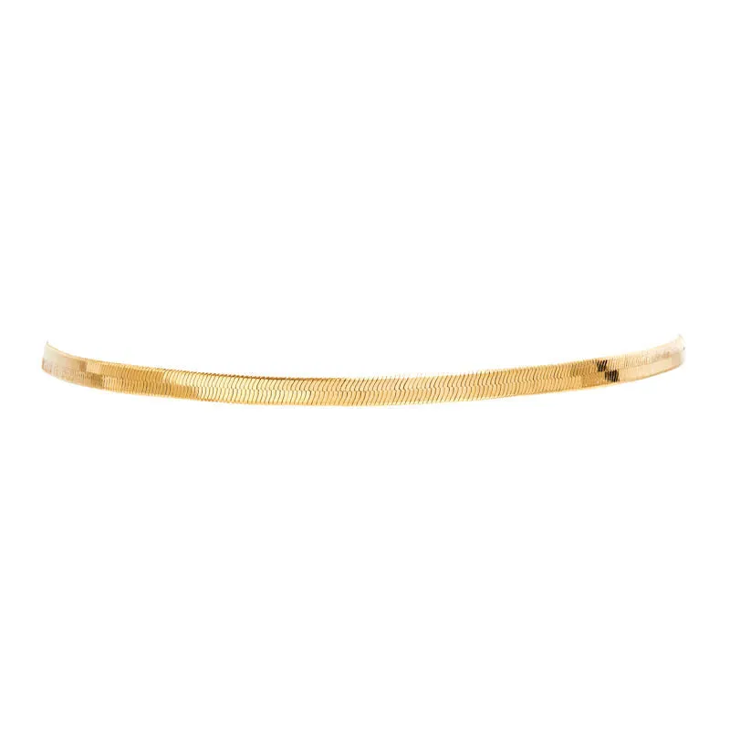 HAILEY HERRINGBONE CHOKER NECKLACE - GOLD