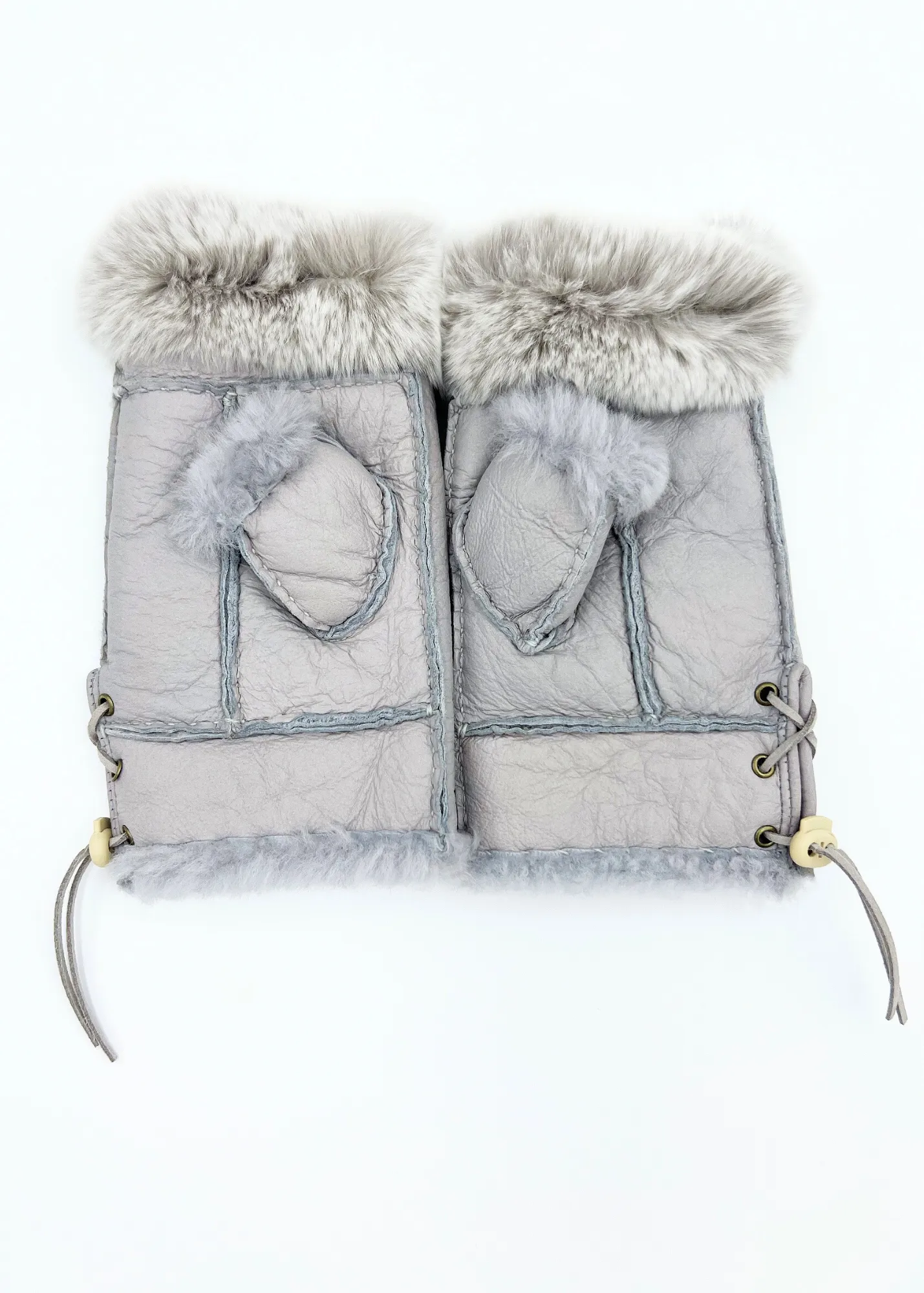 Handsfree Shearling & Rabbit Texting Gloves